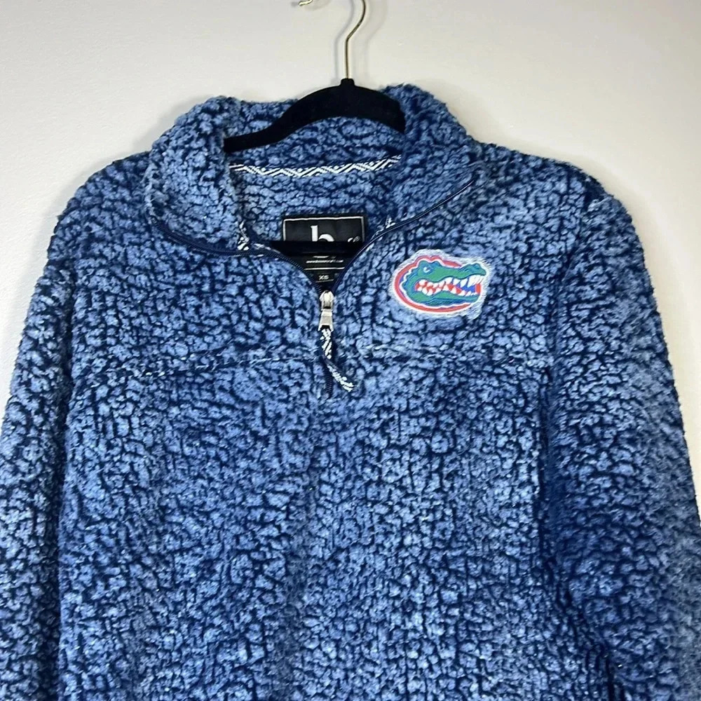 Boxercraft Florida Gator Sherpa Pullover Quarter-Zip Sweatshirt - Blue - XS - Picture 2 of 10